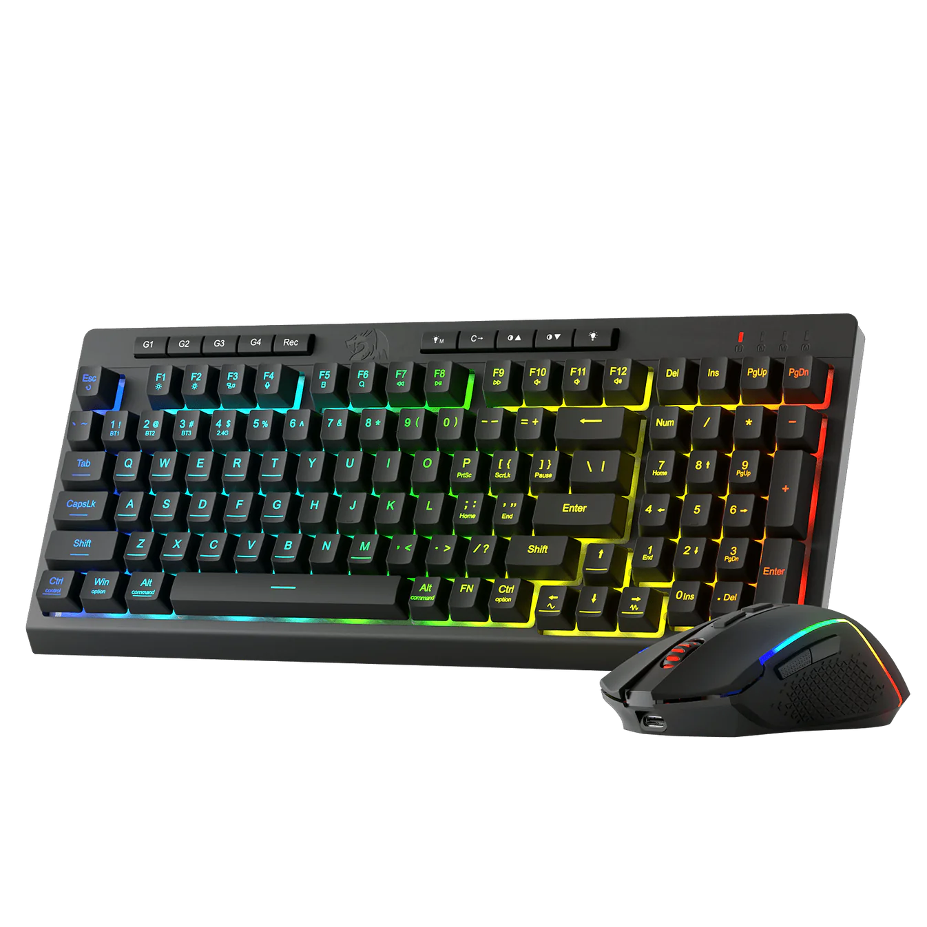 1 RYLO PRO S142 Membrane Gaming Keyboard & Mouse Tri-Mode Combo - Pilt 1