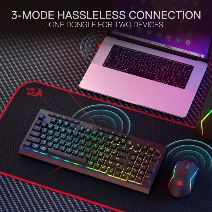 RYLO PRO S142 Membrane Gaming Keyboard & Mouse Tri-Mode Combo - Pilt 6